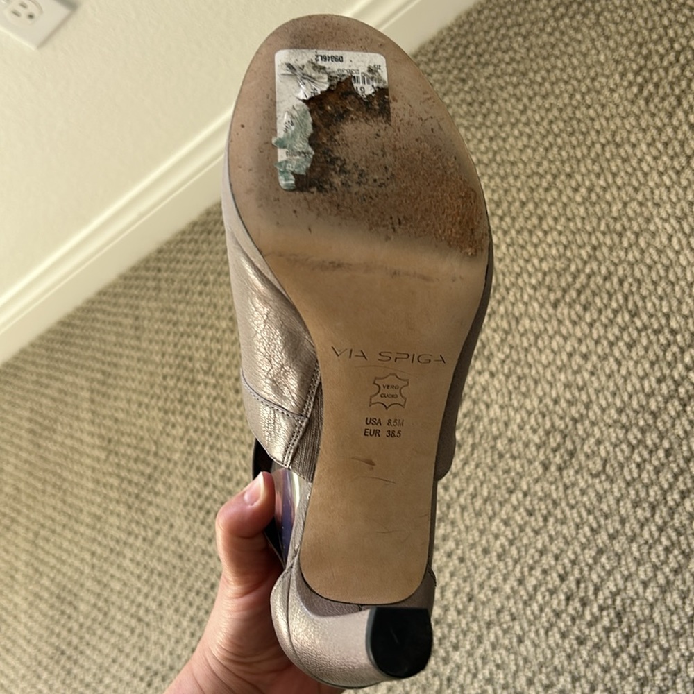 Via Spiga Chic Taupe Open-Toe Heels - Picture 5 of 10